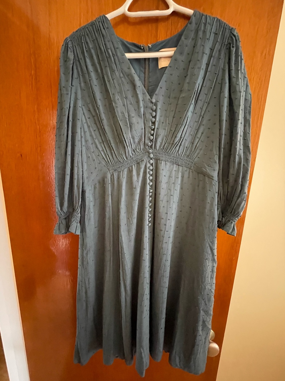 Gal Meets Glam Slate Green Button-Front Midi Dress